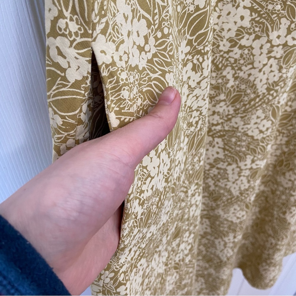 Pact Women's V-Neck Short Sleeve Floral Dress in Mustard - Picture 5 of 8